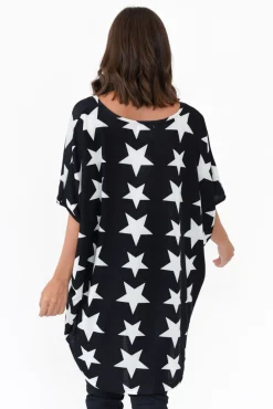 Tunic Tops<La Mode Aaron Navy Star Knit Drape Top