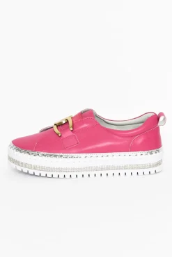 Leather Sneakers<Ameise Abigail Hot Pink Leather Diamante Sneaker