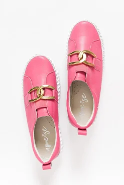 Leather Sneakers<Ameise Abigail Hot Pink Leather Diamante Sneaker