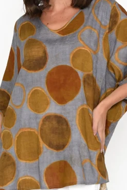 Cotton Tops<Cotton Village Abra Brown Spot Oversized Top