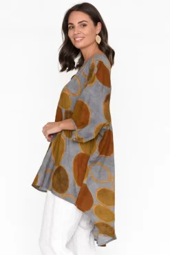 Cotton Tops<Cotton Village Abra Brown Spot Oversized Top