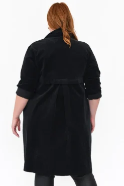 Coats<Donna Donna Abraham Black Corduroy Coat
