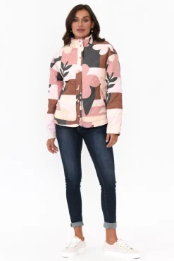 Jackets<Elm Abstraction Beige Jacket