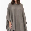 Ponchos<Zura Addie Grey Wool Blend Poncho