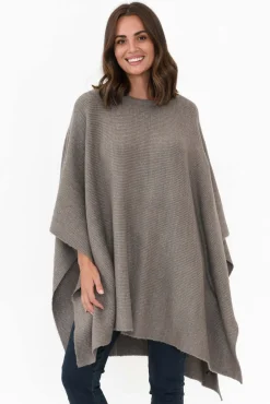 Ponchos<Zura Addie Grey Wool Blend Poncho