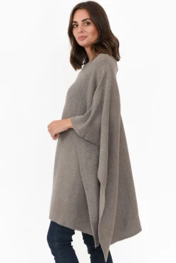 Ponchos<Zura Addie Grey Wool Blend Poncho