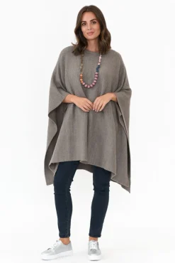 Ponchos<Zura Addie Grey Wool Blend Poncho