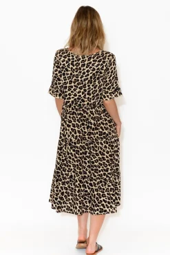 Below Knee Dresses<New U Collection Addison Leopard Tier Dress