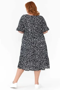 Below Knee Dresses<New U Collection Addison Navy Fleck Tier Dress