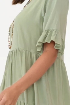 Below Knee Dresses<New U Collection Addison Sage Tier Dress