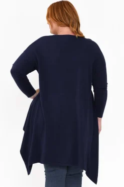 Knitwear<Cali and Co Addy Navy Hi Lo Knit Jumper