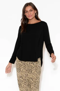 Sleeved Tops<Lou Lou Adele Black Long Sleeve Bamboo Tee