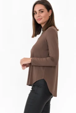 Sleeved Tops<Lou Lou Adele Chocolate Long Sleeve Bamboo Tee