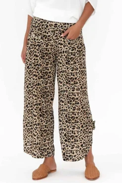 Pants<Willow Tree Adler Brown Leopard Wide Leg Pant
