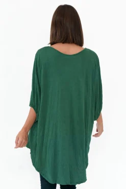 Cotton Tops<Cotton Village Agnes Emerald Crinkle Cotton Hi Lo Top