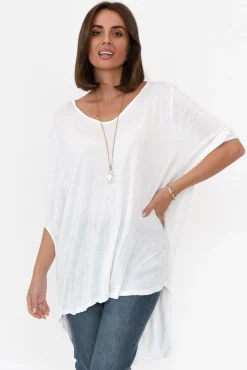 Cotton Tops<Cotton Village Agnes White Crinkle Cotton Hi Lo Top