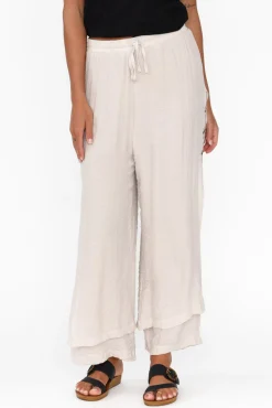Pants<La Mode Aida Natural Cotton Blend Layered Pant