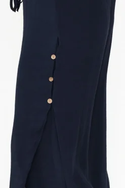 Pants<La Mode Aida Navy Cotton Blend Layered Pant