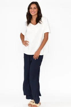 Pants<La Mode Aida Navy Cotton Blend Layered Pant