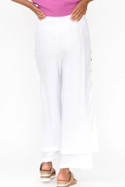 Pants<La Mode Aida White Cotton Blend Layered Pant