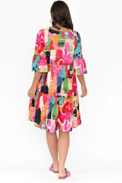 Cotton Dresses<Orientique Alanya Pink Abstract Organic Cotton Dress