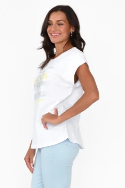 Cotton Tops<Cafe Latte Alberta Yellow Cotton Sequin Tee