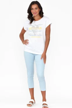 Cotton Tops<Cafe Latte Alberta Yellow Cotton Sequin Tee