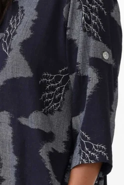 Linen Tops<Ruby Rain Alessi Navy Abstract Cotton Linen Top