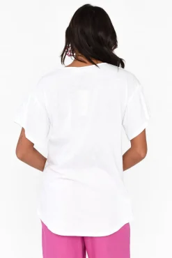 Sleeved Tops<Betty Basics Alessia White Cotton Blend Frill Top