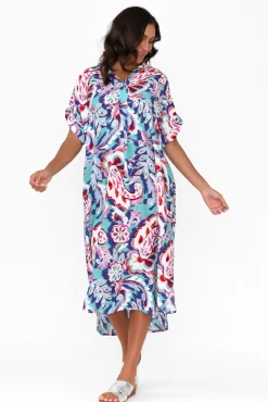 Midi Dresses<Willow Tree Aletta Blue Garden Collared Dress