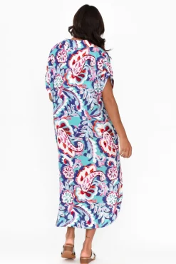 Midi Dresses<Willow Tree Aletta Blue Garden Collared Dress