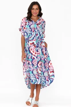 Midi Dresses<Willow Tree Aletta Blue Garden Collared Dress