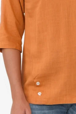 Linen Tops<Hourglass Alex Orange Linen Cotton Collared Top