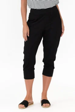 Pants<Betty Basics Alexia Black Cotton Cropped Jogger Pant