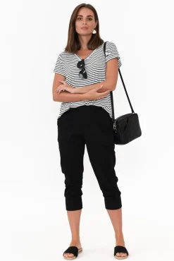 Pants<Betty Basics Alexia Black Cotton Cropped Jogger Pant