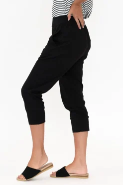 Pants<Betty Basics Alexia Black Cotton Cropped Jogger Pant