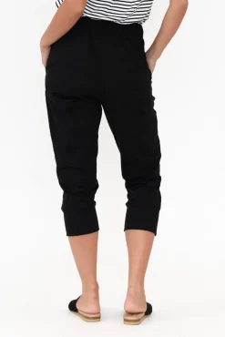 Pants<Betty Basics Alexia Black Cotton Cropped Jogger Pant