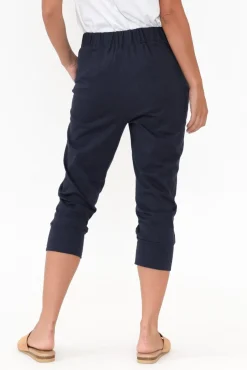 Pants<Betty Basics Alexia Navy Cotton Cropped Jogger Pant