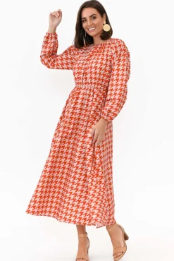 Cotton Dresses<Dear Sutton Alexis Red Houndstooth Cotton Poplin Dress