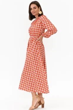 Cotton Dresses<Dear Sutton Alexis Red Houndstooth Cotton Poplin Dress