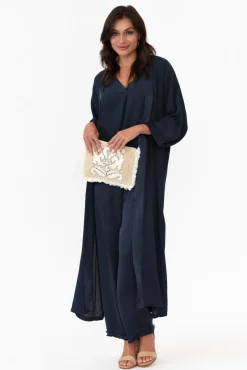 Pants<Italian Closet Alistair Navy Gloss Frayed Pant