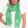 Scarves<Enhance Alize Green Geometric Scarf