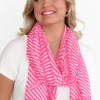 Scarves<Enhance Alize Pink Geometric Scarf