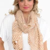 Scarves<Enhance Alize Tan Geometric Scarf