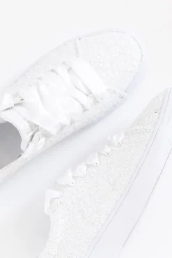 White Sneakers<Keds Alley White Sequin Sneaker