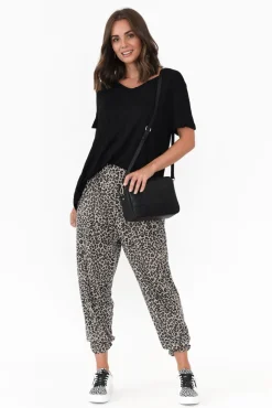 Pants<Cotton Village Allora Brown Leopard Stretch Pant