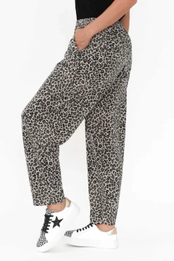 Pants<Cotton Village Allora Brown Leopard Stretch Pant