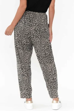 Pants<Cotton Village Allora Brown Leopard Stretch Pant