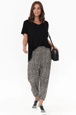Pants<Cotton Village Allora Brown Leopard Stretch Pant