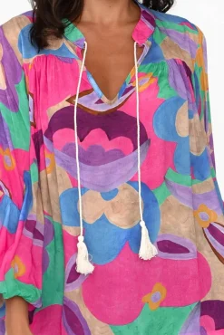 Sleeved Tops<Italian Star Althea Pink Abstract V Neck Top